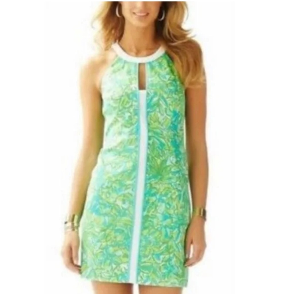 Lilly Pulitzer Green Teal Printed Sleeveless Shift Dress